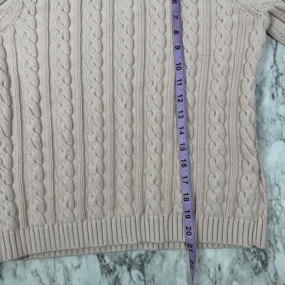 VTG Lauren Ralph Lauren Pink 100% Cotton Cable Knit Sweater Large Hong Kong - Picture 7 of 7